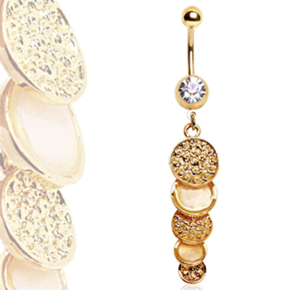 Gold Plated Cascading Discs Navel Ring-WildKlass Jewelry