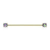 Golden Opal Sparkle Prong Industrial Barbell-WildKlass Jewelry