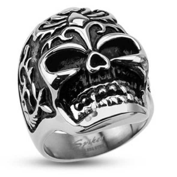 Decorative Power Animal Skull Wide Cast Ring Stainless Steel-WildKlass Jewelry