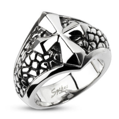 Smooth Cross Over a Band of Steel 316L Stainless Steel Ring-WildKlass Jewelry