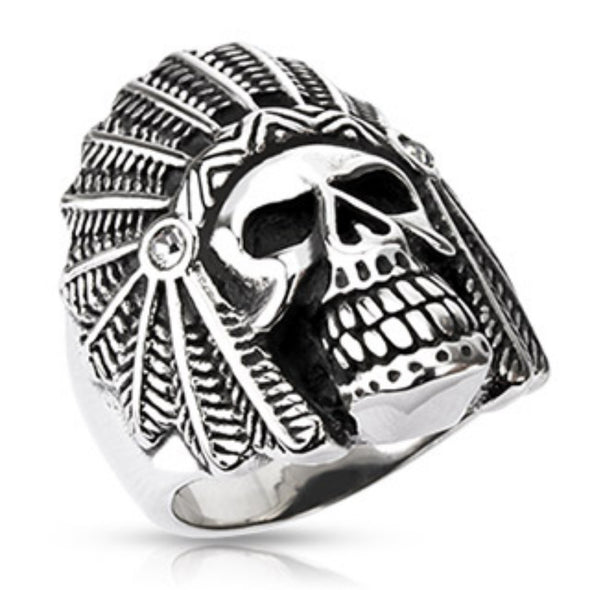 Apache Death Skull Wide Cast Ring Stainless Steel-WildKlass Jewelry