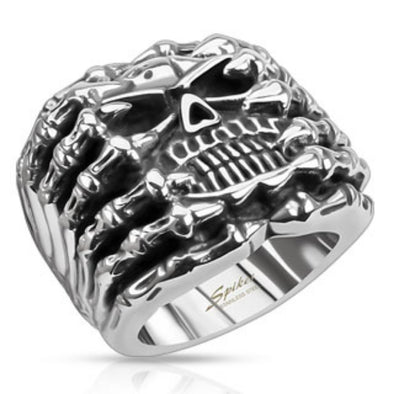 Skull Wide Cast Skeleton Ring Stainless Steel-WildKlass Jewelry