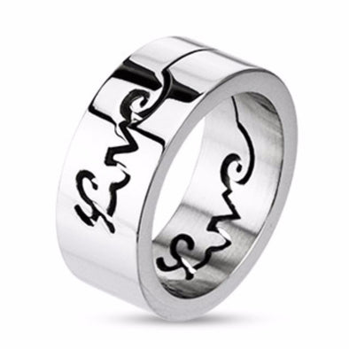 Love Glossy Mirror Finish Band Ring Stainless Steel-WildKlass Jewelry