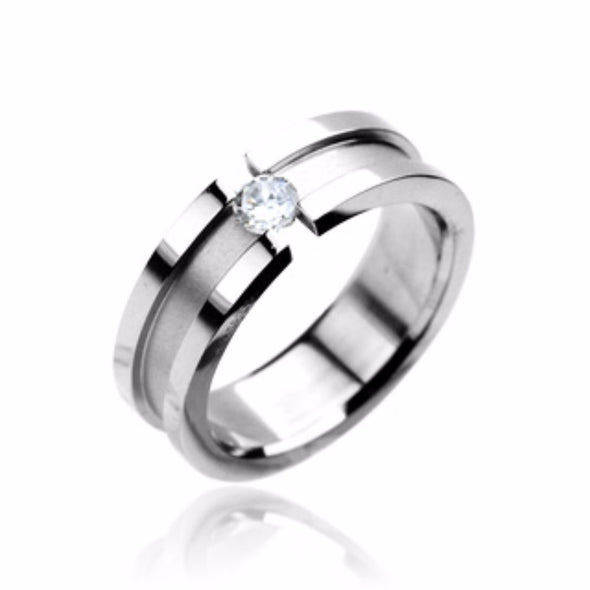 CZ center 316L Stainless Steel Ring-WildKlass Jewelry