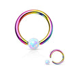 Opal Captive Bead Synthetic 316L Surgical Steel Ring-WildKlass Jewelry