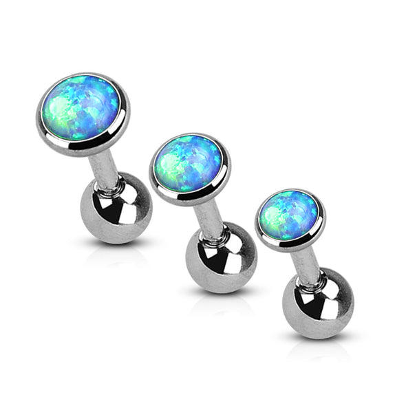 3 Pcs Value Pack 316L Surgical Steel WildKlass Cartilage Barbells with Opal Set Top-WildKlass Jewelry