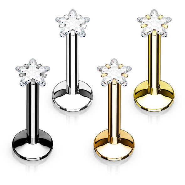 4 Pcs Value Pack Internally Threaded Star Prong Top Gem WildKlass Labret Monroe Titanium IP Over 316L Surgical Steel-WildKlass Jewelry