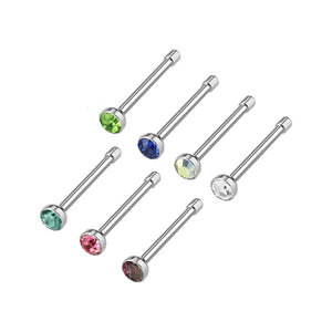 7 Pcs Value Pack of Assorted 316L Surgical Steel WildKlass 2mm CZ Nose Bone Studs-WildKlass Jewelry