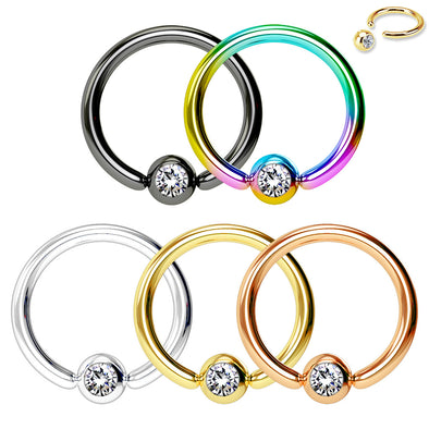 5 Pcs Jewel Set Ball WildKlass Captive Rings Value Pack for Ear, Eyebrow, Nose, Septum and More-WildKlass Jewelry