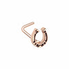 Rose Gold, Gold Good Luck Horseshoe L-Shape Nose Ring-WildKlass Jewelry