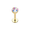 Color & Golden & Rose Gold Multi Color Sprinkle Dot Multi Gem Dome Steel Labret-WildKlass Jewelry