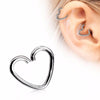 Heart Shaped 316L Surgical Steel 16g 18g WildKlass Cartilage Earring-WildKlass Jewelry