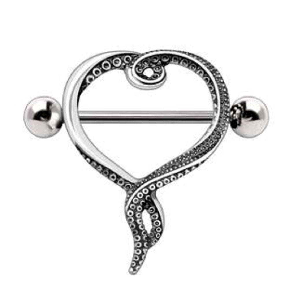 PAIR - Love Script Hearts Steel Nipple Ring Barbells | BodyDazz.com