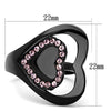 TK1737 IP Black(Ion Plating) Stainless Steel Ring with Top Grade Crystal in Light Rose-WildKlass Jewelry