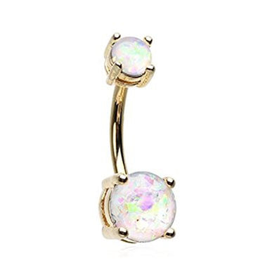 Golden Opal Sparkle Belly Button Ring-WildKlass Jewelry